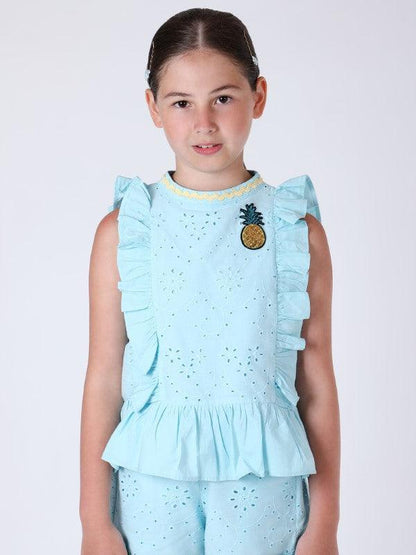 One Friday Blue Schiffli Top - One Friday World