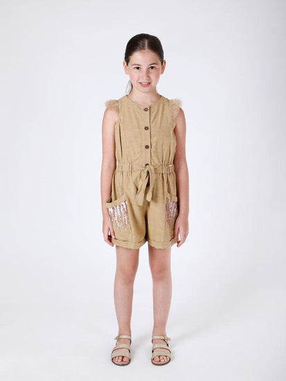 Beige Solid Jumpsuit - One Friday World