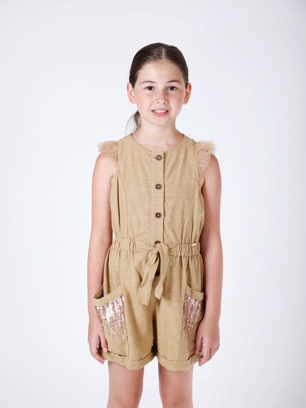 Beige Solid Jumpsuit - One Friday World