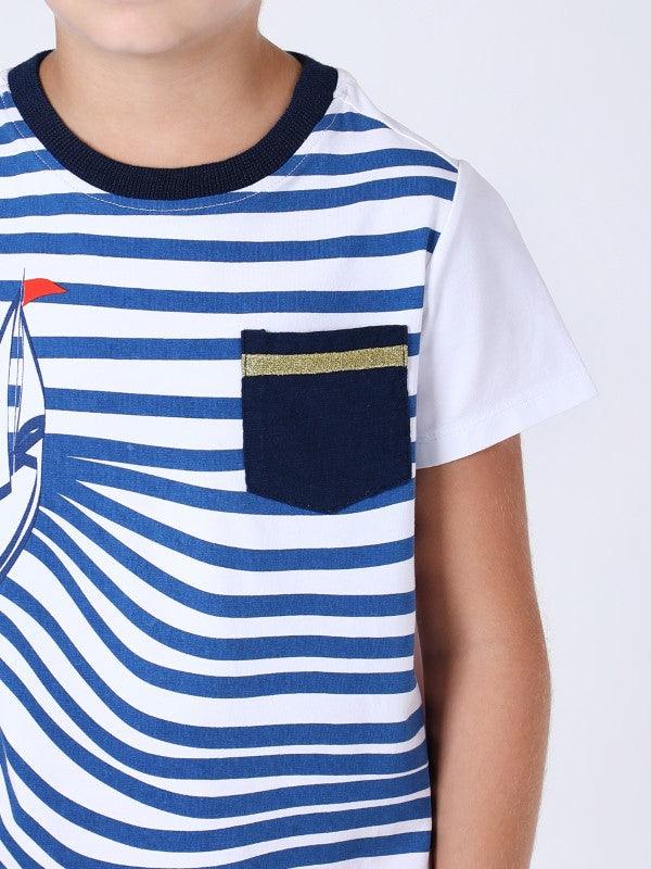 Blue Boat Printed T-shirt - One Friday World