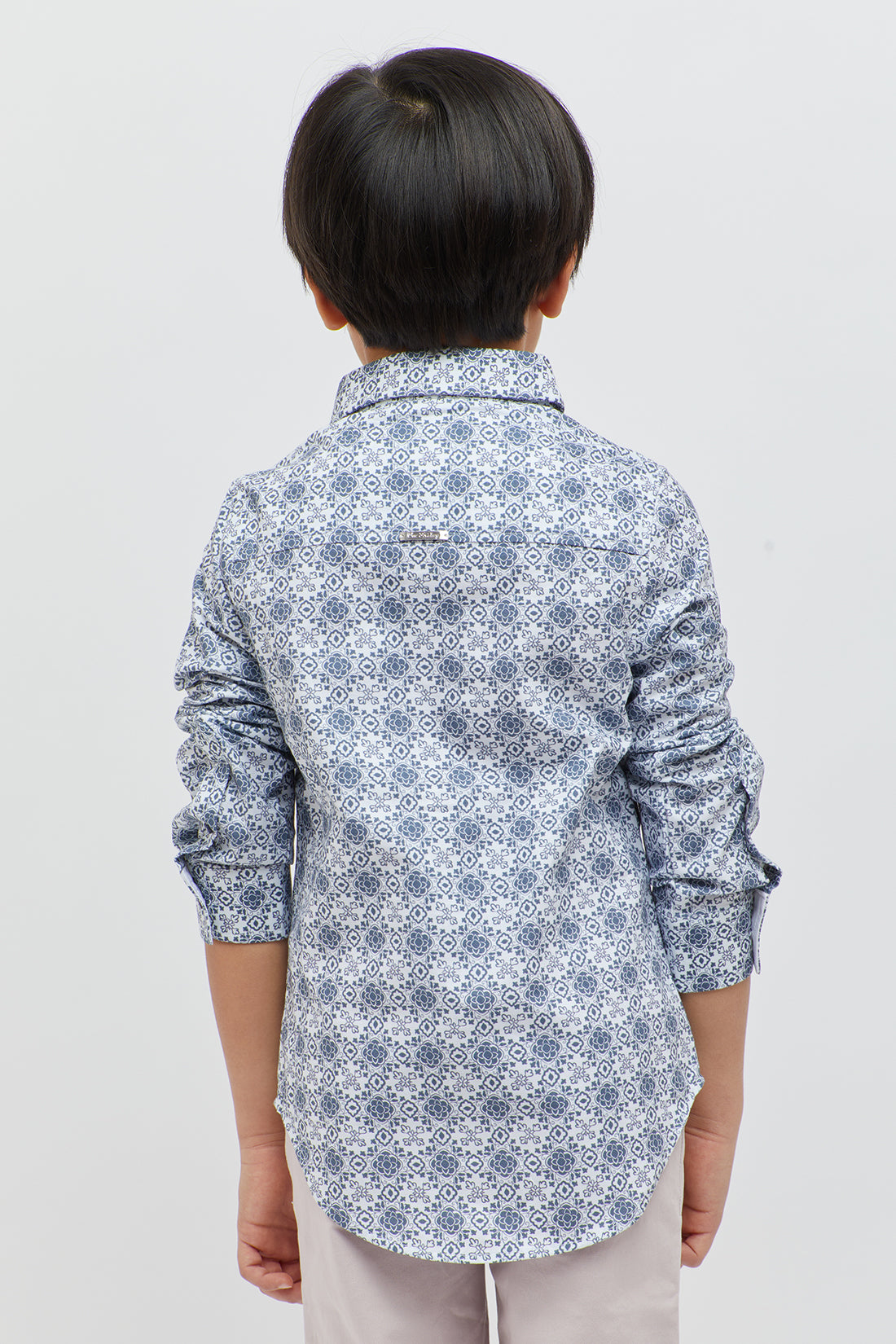 One Friday Formal Printed Blue Shirt
