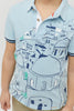 One Friday Boys Printed Aqua Polo neck T-shirt