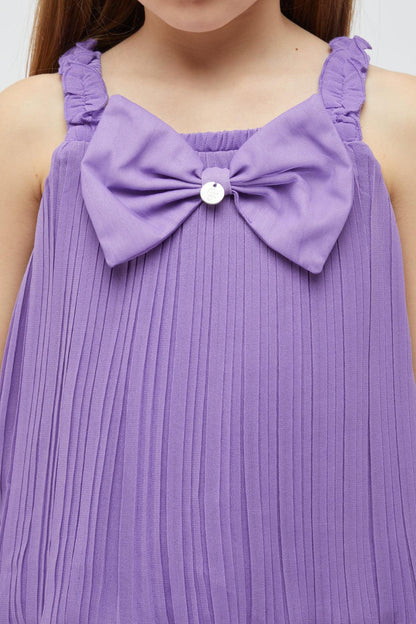 One Friday Girls Purple Pleated Sleeveless Top - One Friday World