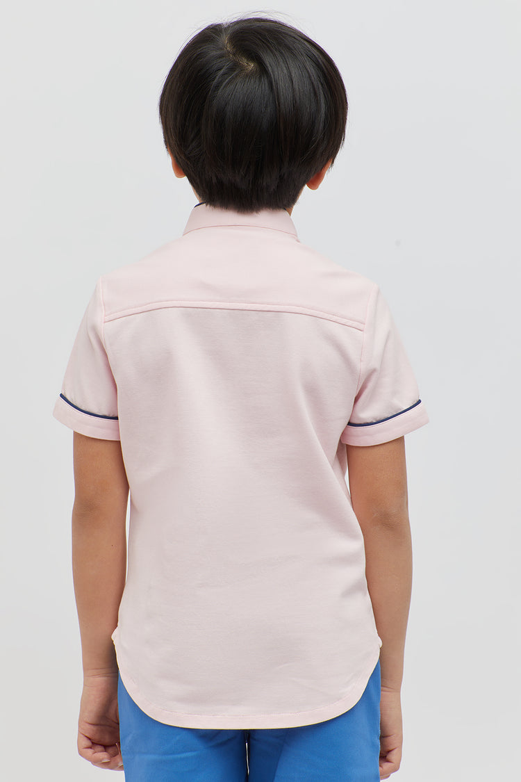 Chinese Collar Pink T-shirt