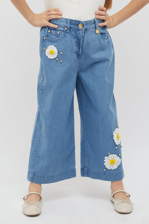 One Friday Blue Embroidered Jeans