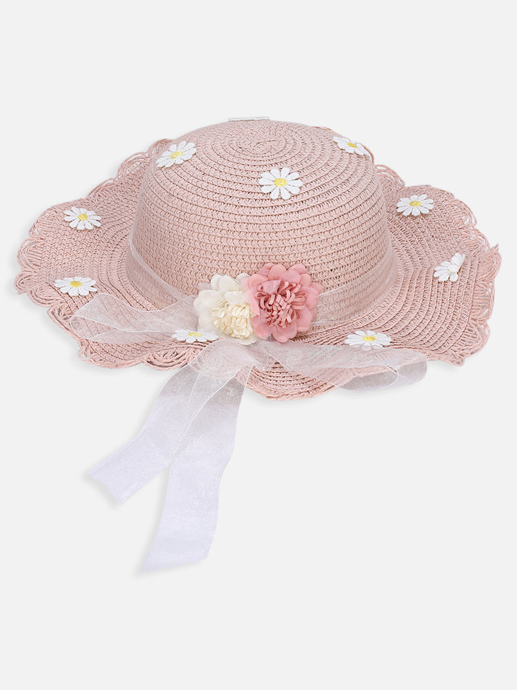 Pink Solid Summer Cap With Bag