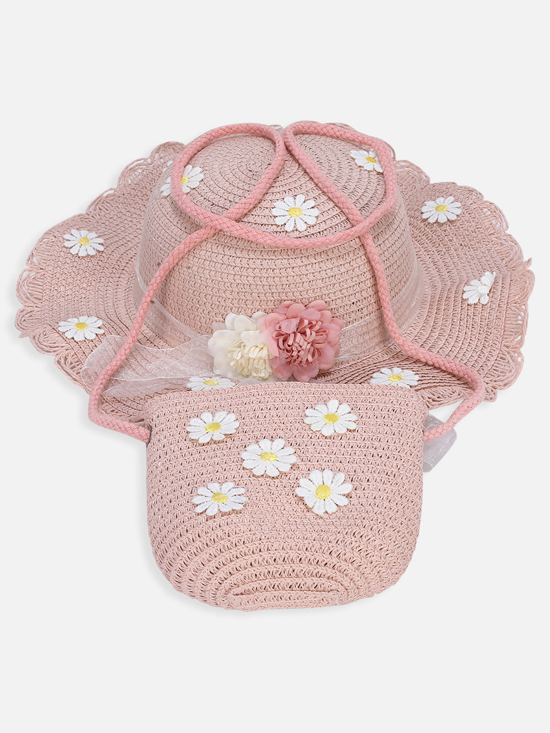 One Friday Pink Solid Summer Cap With Bag