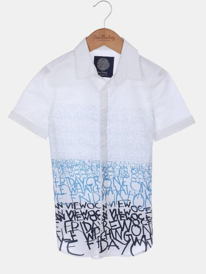White and Blue Alphabet Shirt - One Friday World