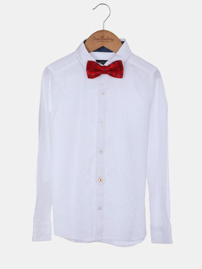 Off White Shirt With Red Bow - One Friday World