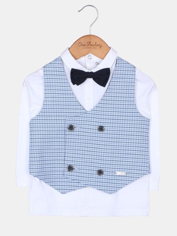 Blue Check Waistcoat with Shirt - One Friday World