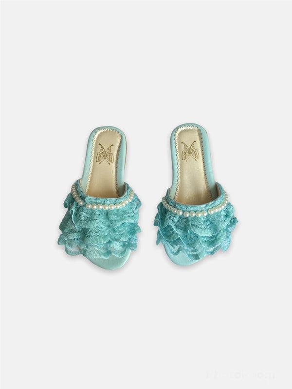 Blue Lace Fabric Slipper - One Friday World