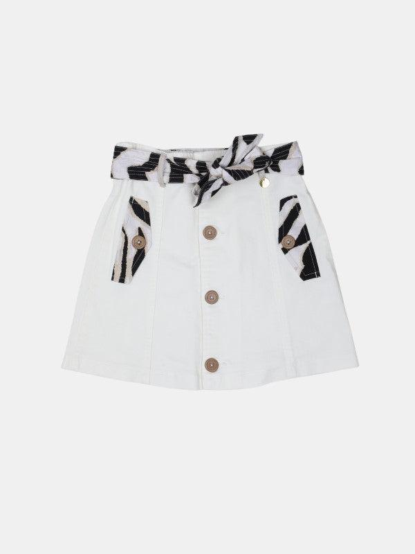 Off White Solid Skirt - One Friday World