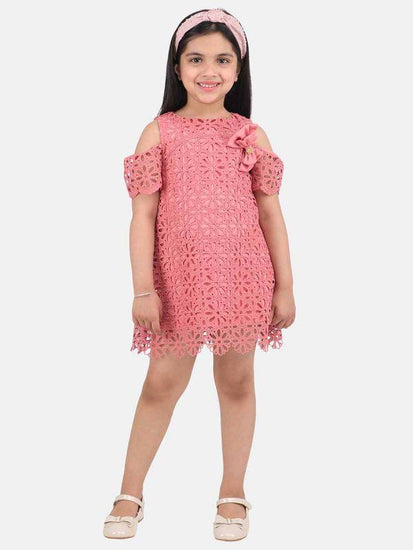 Pink Lace Design Dress - One Friday World