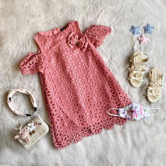 Pink Lace Design Dress - One Friday World