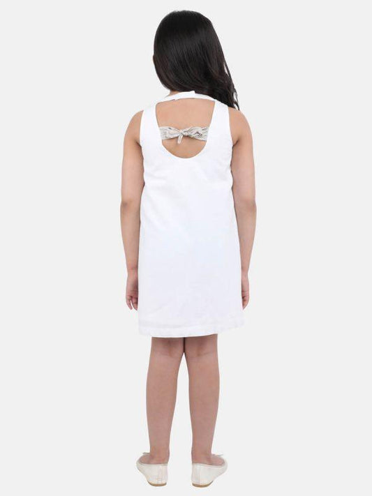 Girl White Pom Pom Dress