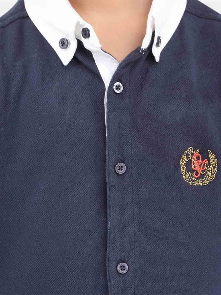 Navy Blue Solid Shirt - One Friday World