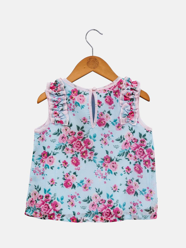 Blue Floral Printed Top - One Friday World
