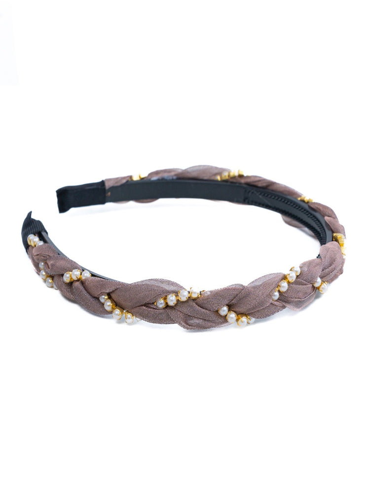 Copper Pearl With Gold Chain Hairbands