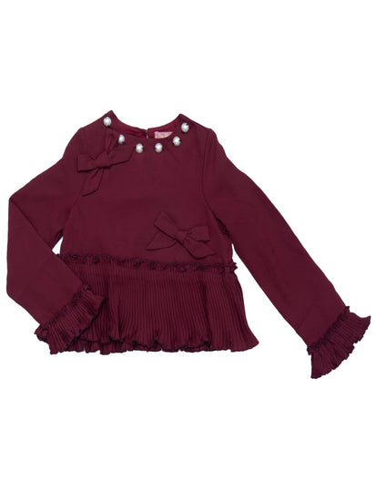 Wine Pleated Top - One Friday World