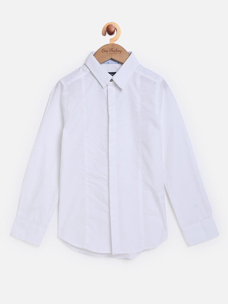 Off White Self Design Solid Shirt - One Friday World