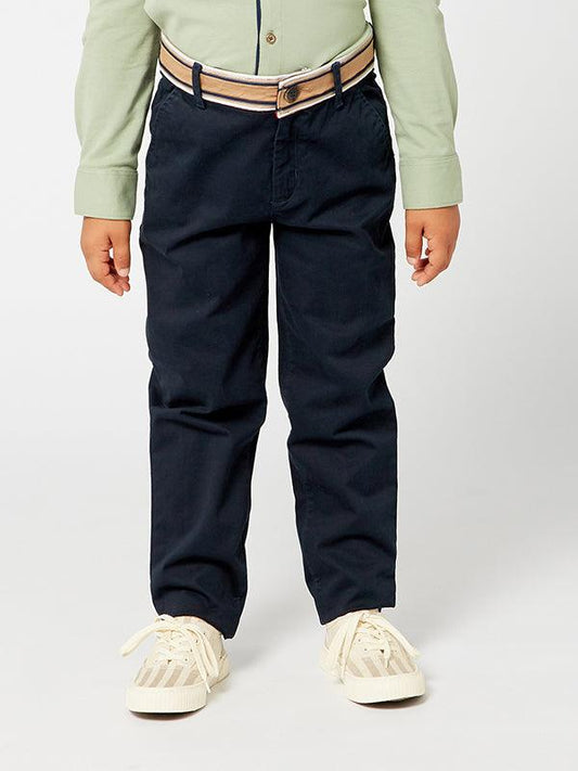 Classic Navy Blue Pants with Belt style waistband