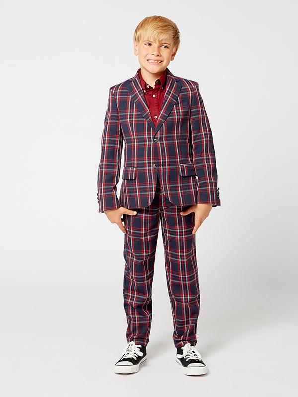Red And Blue Check Pattern Blazer - One Friday World