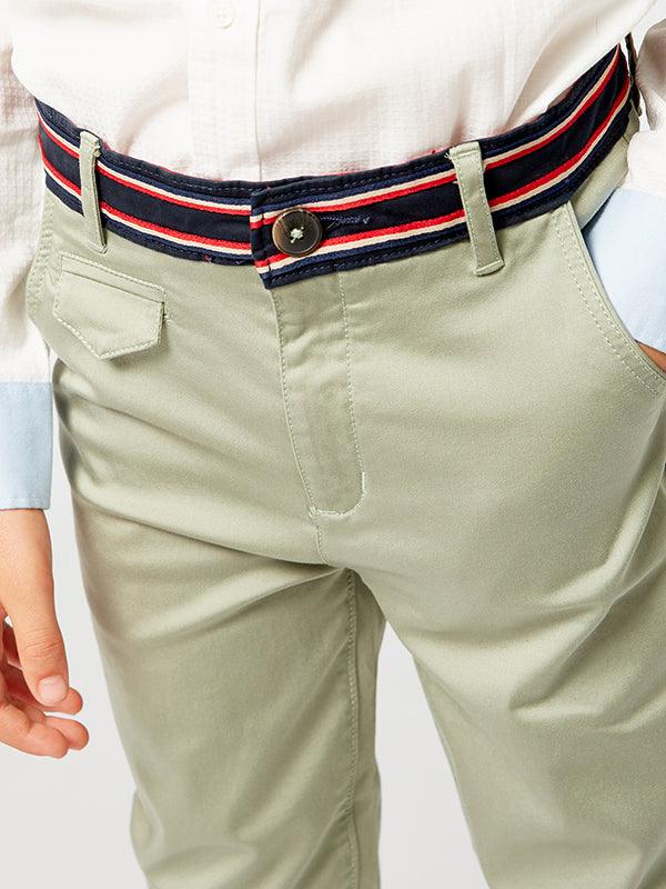 Green Pants with Belt style waistband - One Friday World