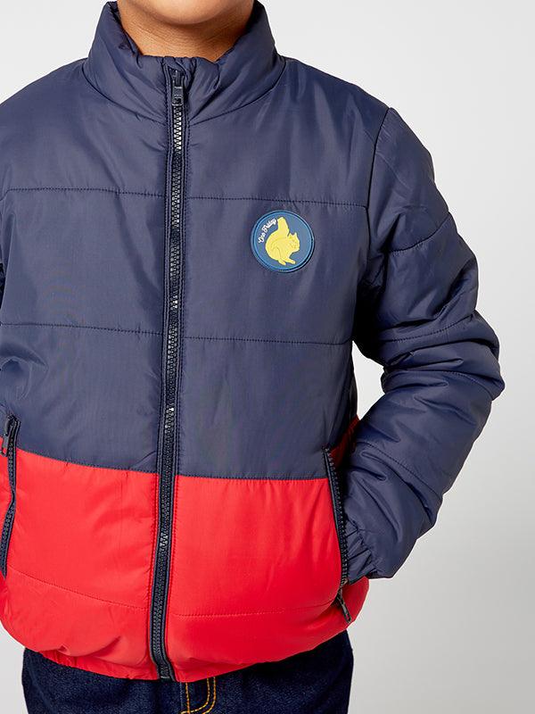 Navy Blue And red Puffer Jacket - One Friday World