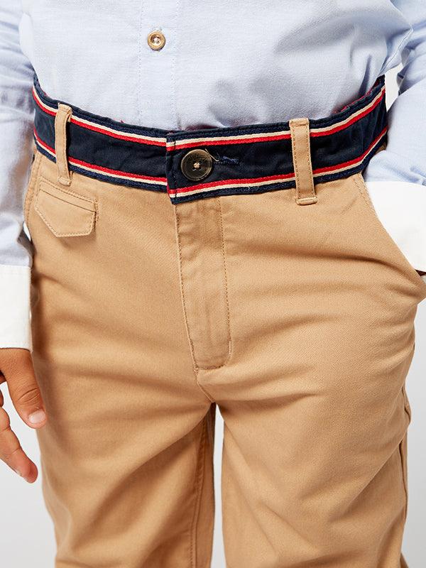 Beige Pants with Belt style waistband - One Friday World