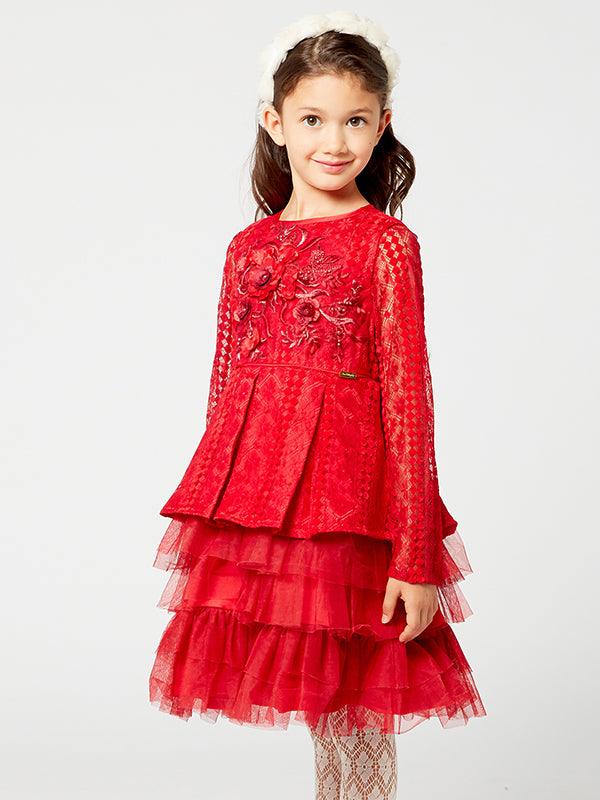 Red Lace Party Dress - One Friday World
