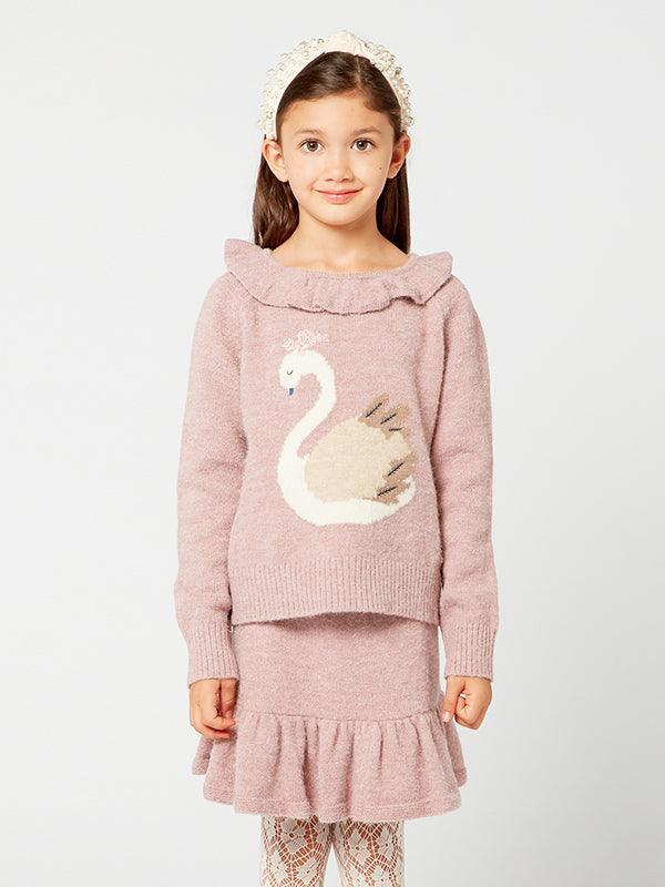 Pink Swan Print  Sweater - One Friday World