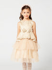 Gold Dress With Big Bow - One Friday World
