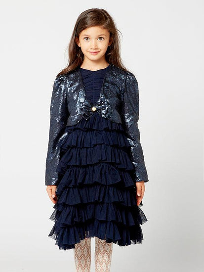 Navy Blue Tiered Dress - One Friday World
