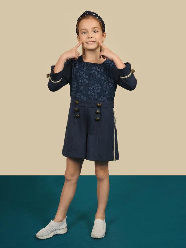 Navy Blue Lace Playsuit - One Friday World