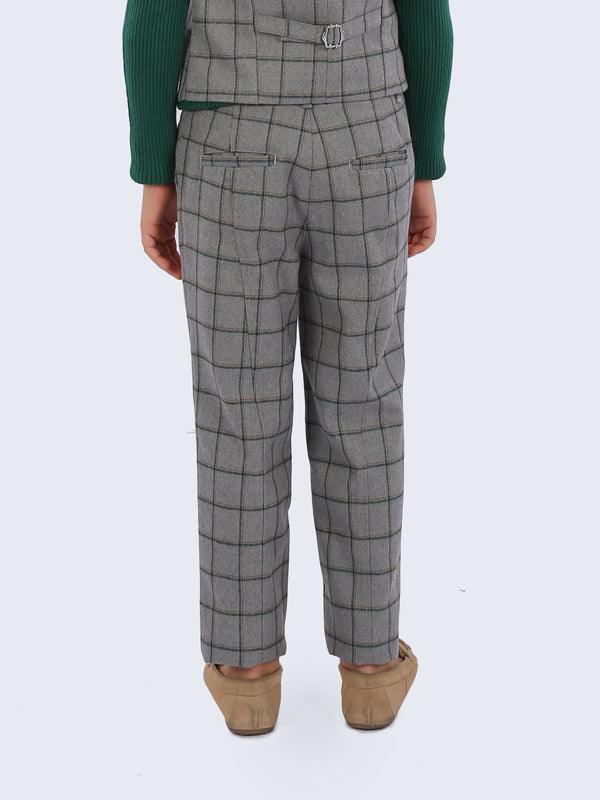 Grey Checks Solid Trouser - One Friday World