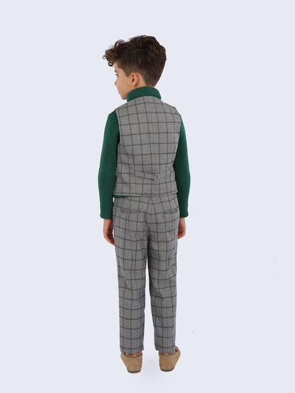 Grey Checks Solid Trouser - One Friday World