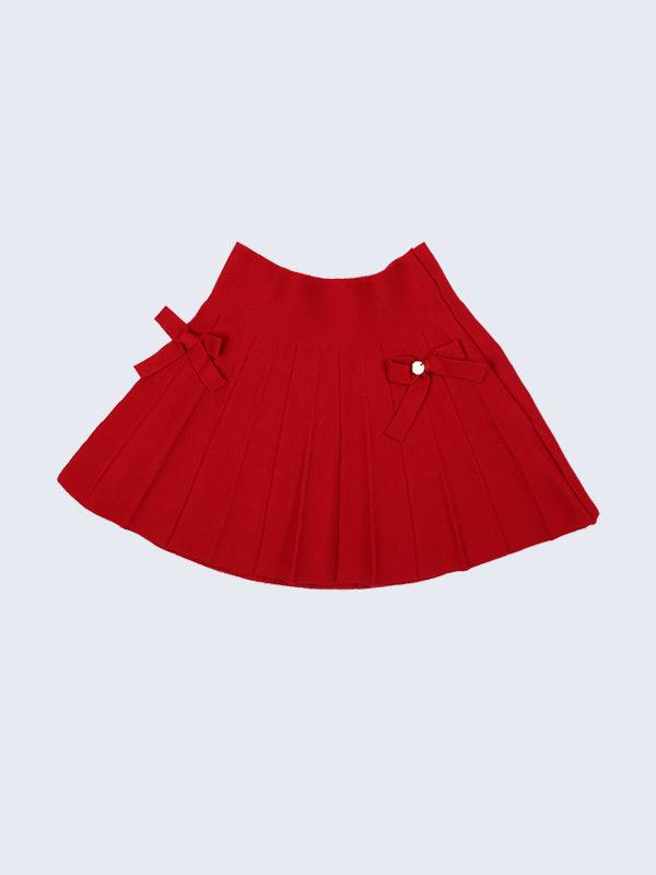 Red Solid Skirt - One Friday World