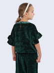 Green Suede Pearl Studded Top - One Friday World