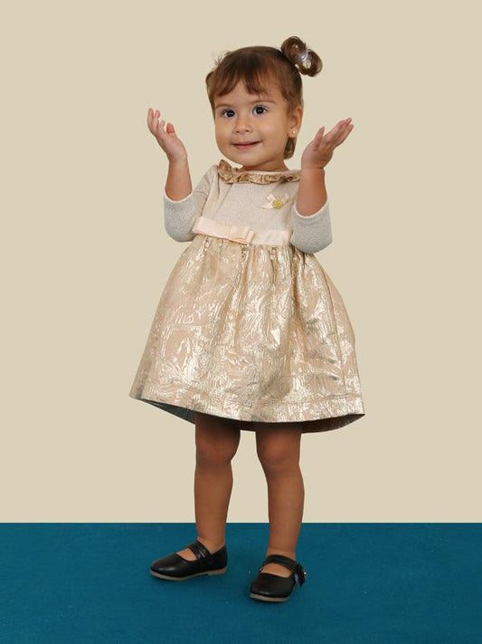 Gold and Beige Frill Dress