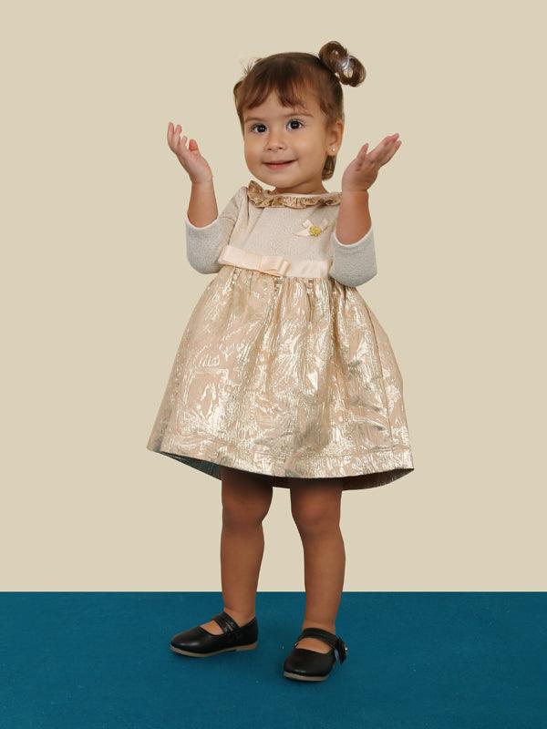 Gold and Beige Frill Dress - One Friday World