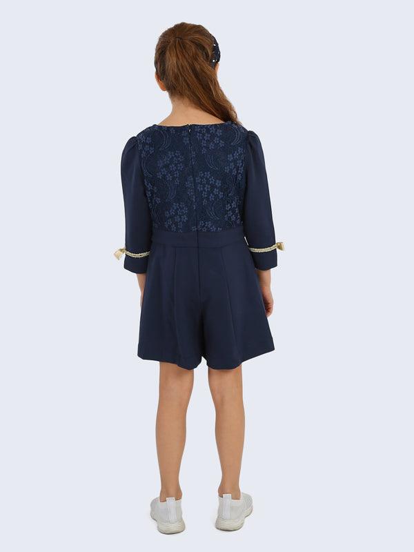 Navy Blue Lace Playsuit - One Friday World