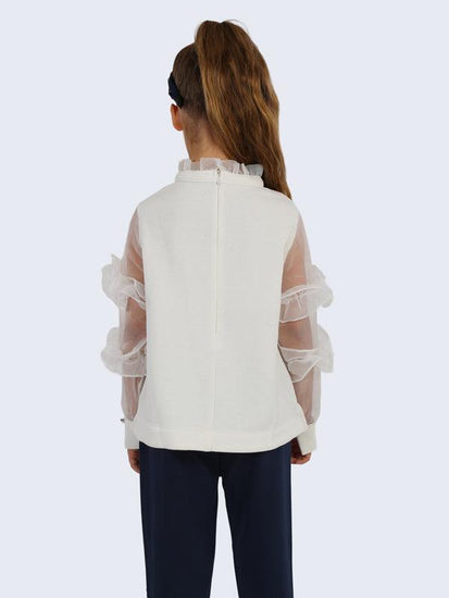 Off-white Frill Sleeve Top - One Friday World