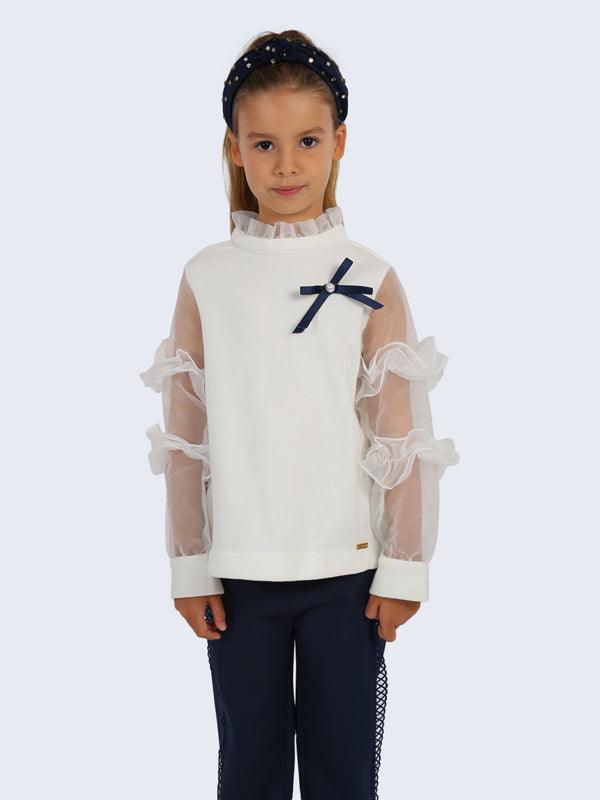Off-white Frill Sleeve Top - One Friday World