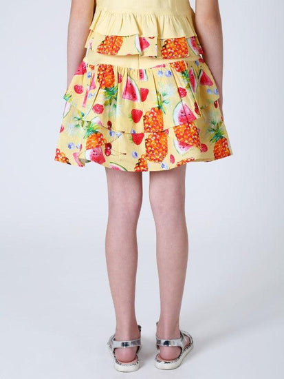 Yellow Multi Fruit Printed Skirt - One Friday World