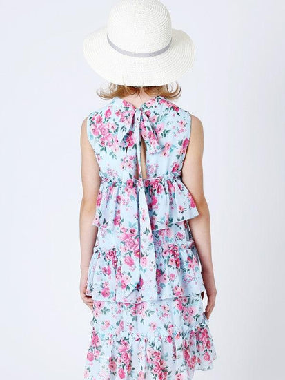 Blue Floral Printed Dress - One Friday World