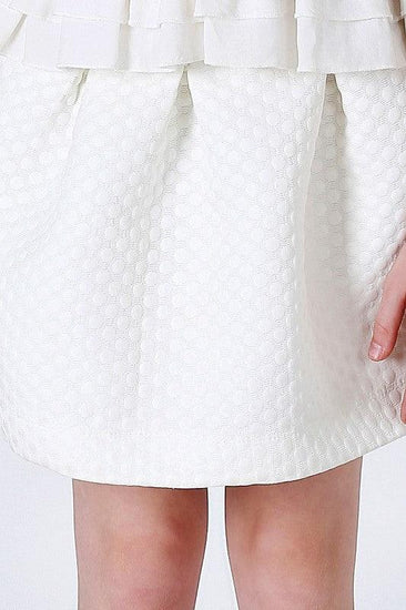 Off White Jacquard Dotted Skirt - One Friday World