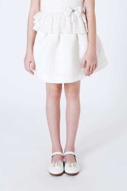 Off White Jacquard Dotted Skirt - One Friday World