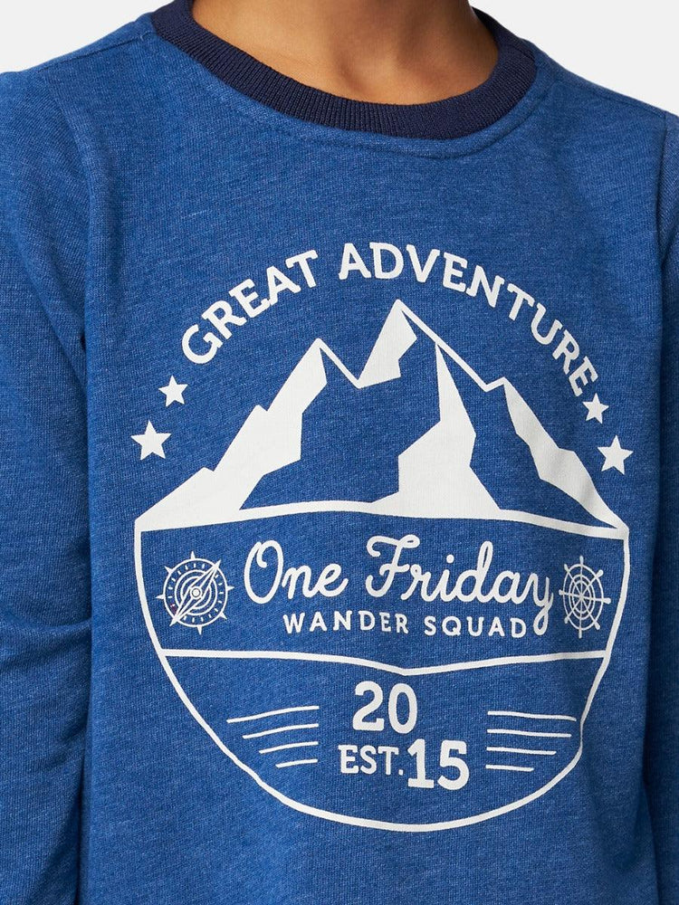 Navy Blue Printed T-shirt - One Friday World